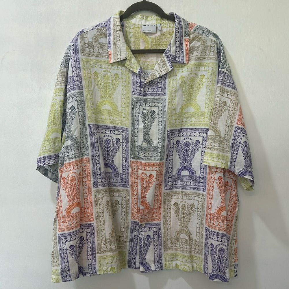 ASOS DESIGN MENS SHEER BUTTON UP SHIRT FLORAL SHORT SLEEVES SZ 3XL